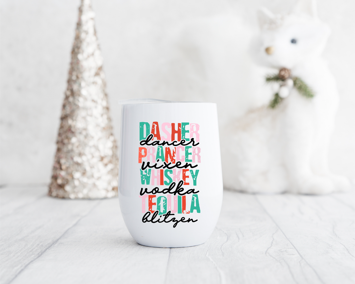 Dasher, Dancer, Prancer Insulated Wine Tumbler