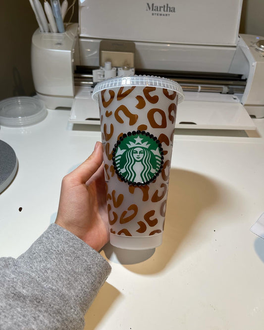 Rhinestoned Cheetah Print Single Wall Tumbler