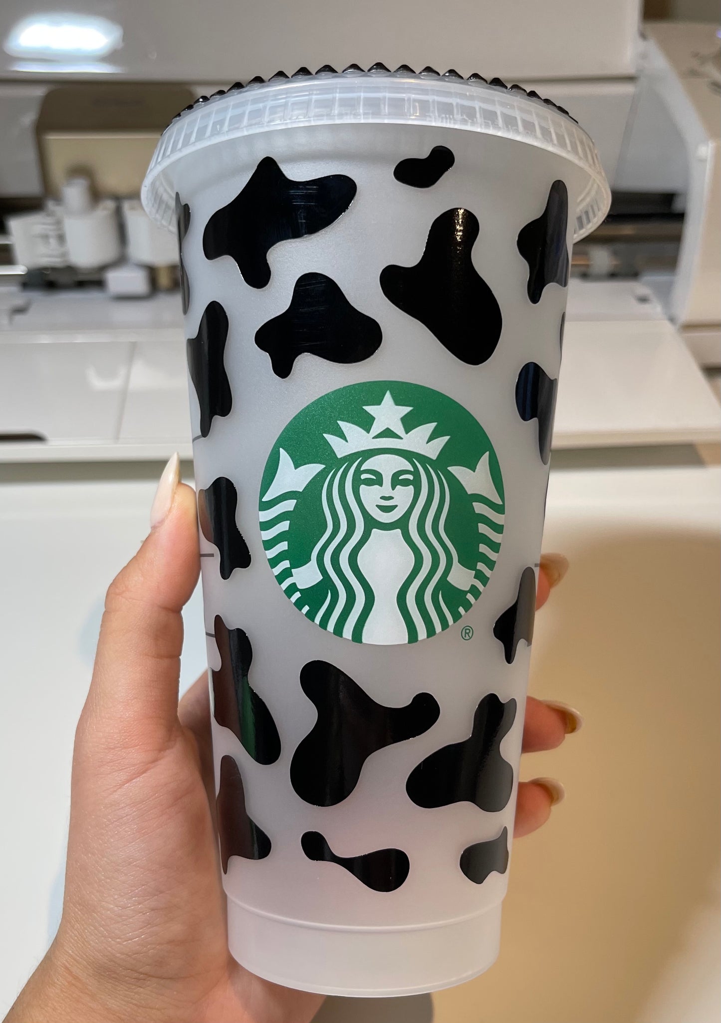 Cow Print Rhinestoned Tumbler